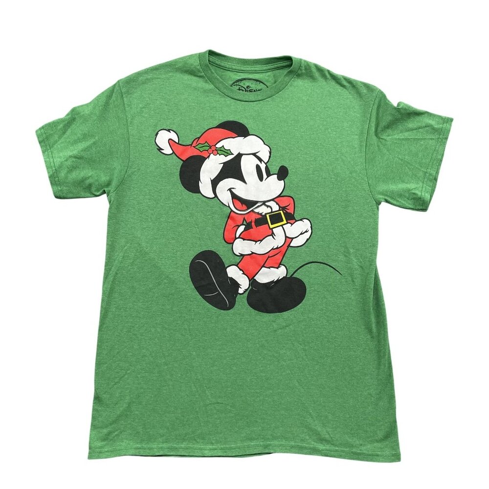 Mickey Mouse Christmas T-Shirt Unisex Medium Green Disney Tee